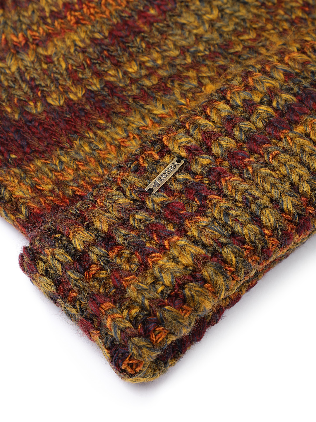 Rust & Brown Wool Blend Multicolored Winter Beanie | Men